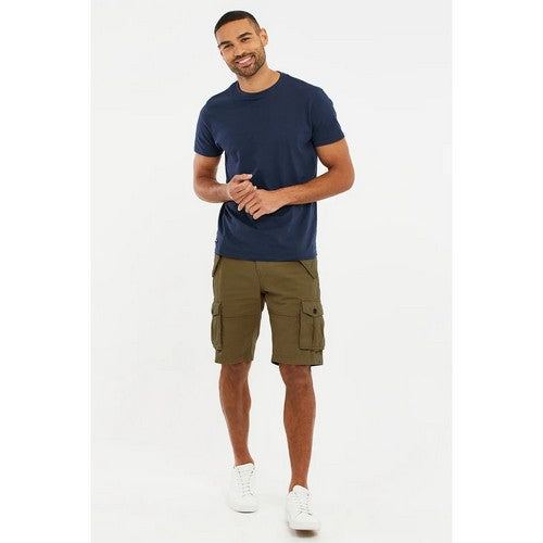 Threadbare Lugo Cotton Cargo Shorts in Khaki Green