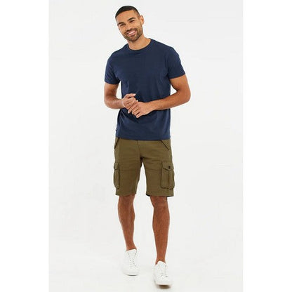 Threadbare Lugo Cotton Cargo Shorts in Khaki Green