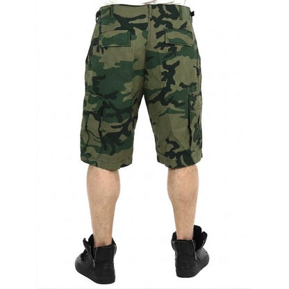 JP Washed Cotton Renegade Cargo 3/4 Shorts in Green Camo