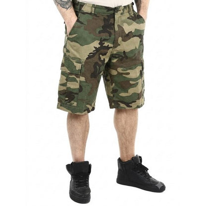 JP Washed Cotton Renegade Cargo 3/4 Shorts in Green Camo