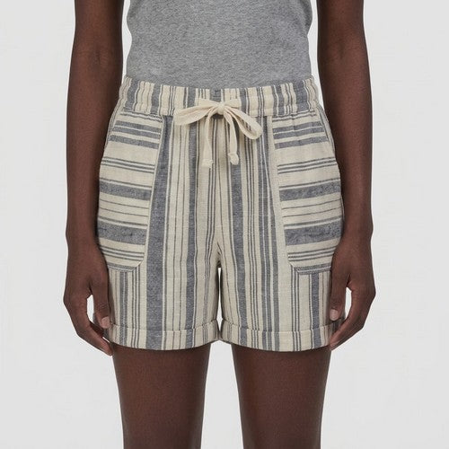 Time And Tru Patch Pocket Linen Relaxed Fit Shorts in Grey Stripe