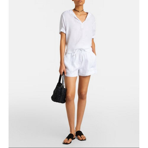 Size& Patch Pocket Linen Shorts in White