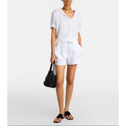 Size& Patch Pocket Linen Shorts in White