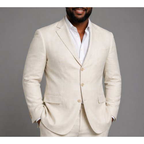Michael Oliver 100% Linen Suit Jacket in Cream
