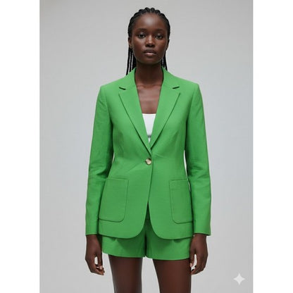 Nobody’s Child 1-Button Patch Pocket Blazer in Apple Green