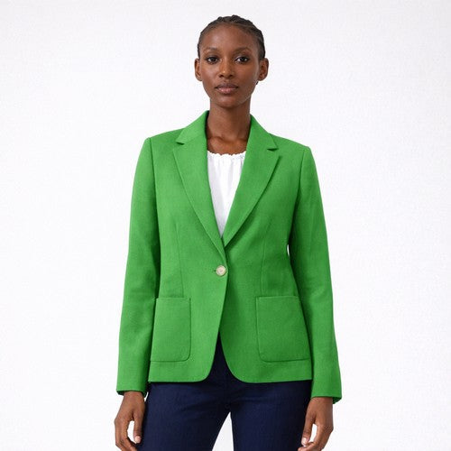 Nobody’s Child 1-Button Patch Pocket Blazer in Apple Green