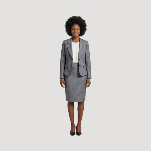 Esse Naz 2pc Skirt Suit in Grey Marl
