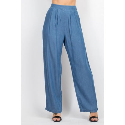 Multiway Tube Top & Wide Leg Pant Set in Medium Denim