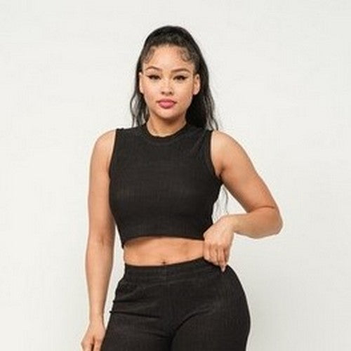 Crop Tank Top in Black