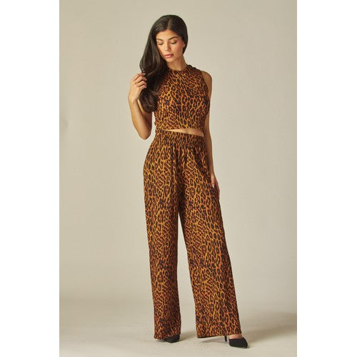 IRIS-1SP Wide Leg Pants in Leopard