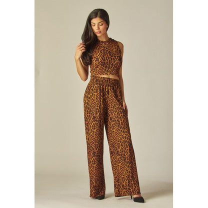 IRIS-1SP Wide Leg Pants in Leopard