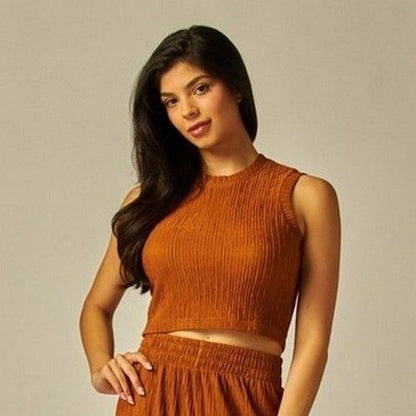 Crop Tank Top in Cognac