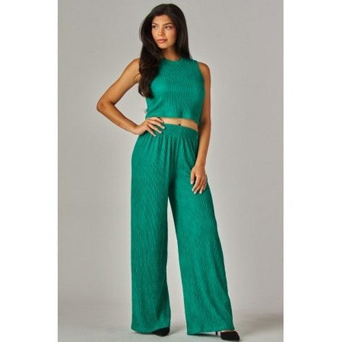 Wide Leg Pants in Emerald Green