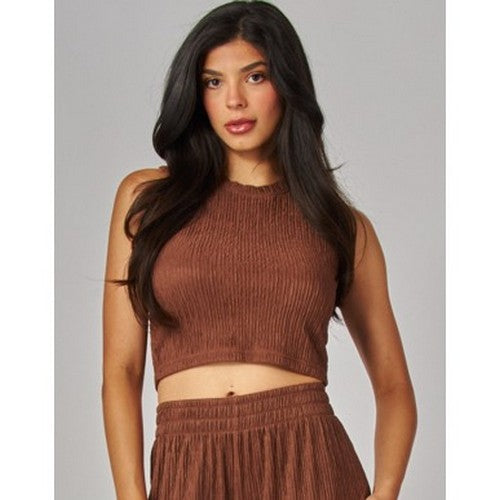 IRIS-1S Crop Tank Top in Chestnut Brown 