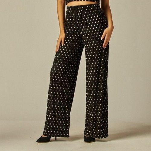 Crinkle Tank & Wide Leg Pant Set in Black & White Polka Dot