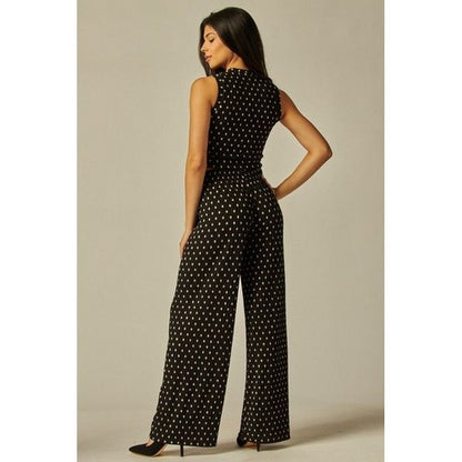 Crinkle Tank & Wide Leg Pant Set in Black & White Polka Dot