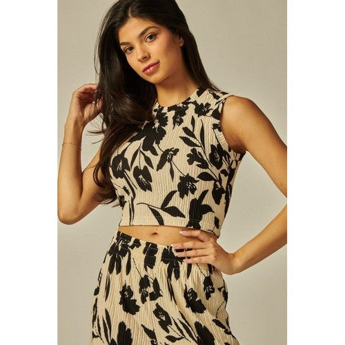 Wide Leg Pants in White & Black Floral