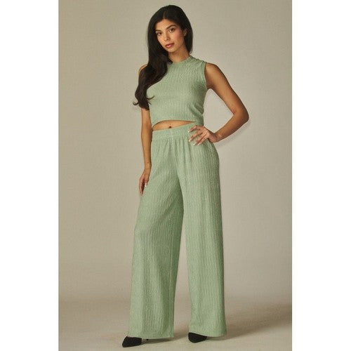 Rhinestone Crop Tank Top in Mint