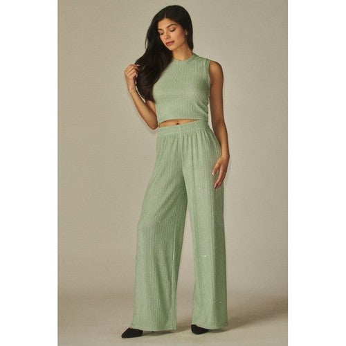 Rhinestone Crop Tank Top in Mint