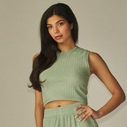 Rhinestone Crop Tank Top in Mint