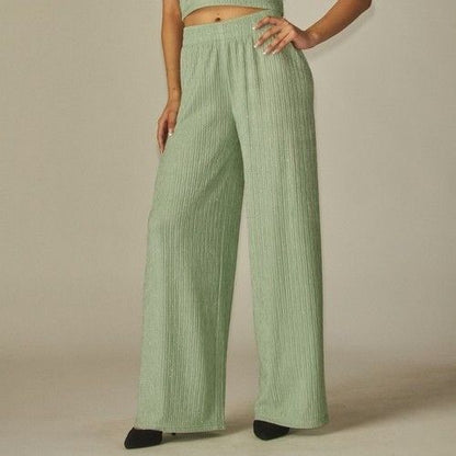 Rhinestone Wide Leg Pants in Mint