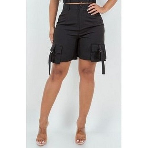 Cargo Strap Bermuda Short in Black