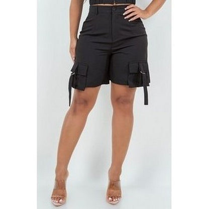Cargo Strap Bermuda Short in Black