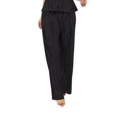 Pleat Palazzo Pants Set in Black