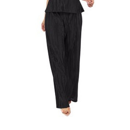 Pleat Palazzo Pants Set in Black