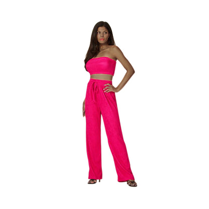 Rib Tube Top & Pant Set in Raspberry