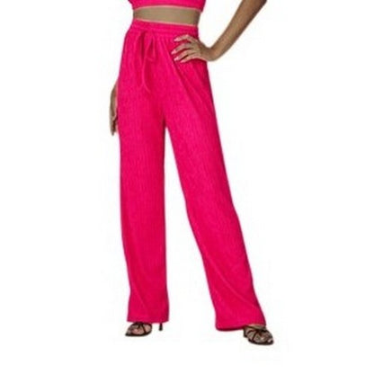 Rib Wide Leg Pant in Raspberry