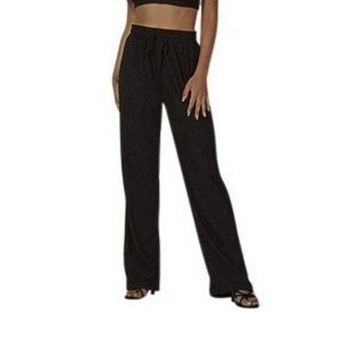 Rib Wide Leg Pant in Black