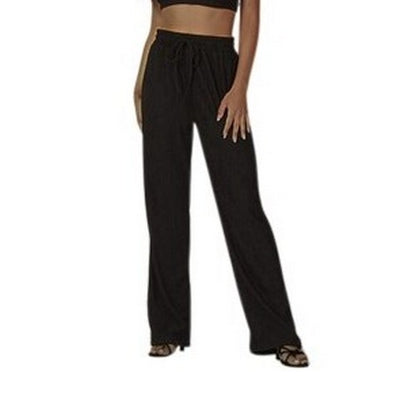 Rib Wide Leg Pant in Black