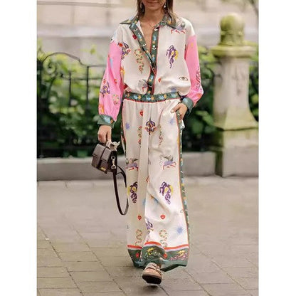 Doublju Fantasy Border Print Linen Shirt in Cream