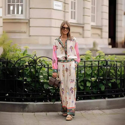 Doublju Fantasy Border Print Linen Shirt in Cream