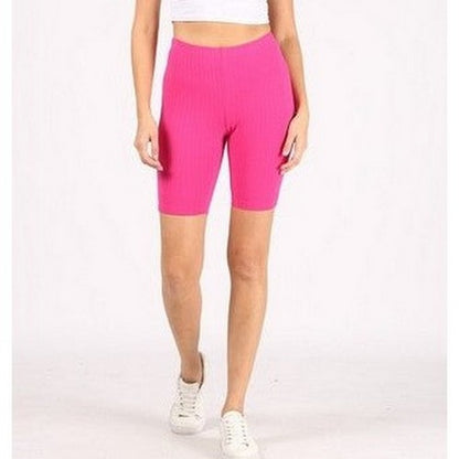 Cotton Rib Vest Top & Bike Short Set in Pink