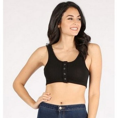 Rib Cotton Crop Top in Black