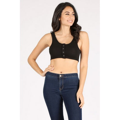 Rib Cotton Crop Top in Black
