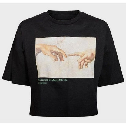 Primark Michelangelo Creation of Adam Graphic Sleep Tee in Black
