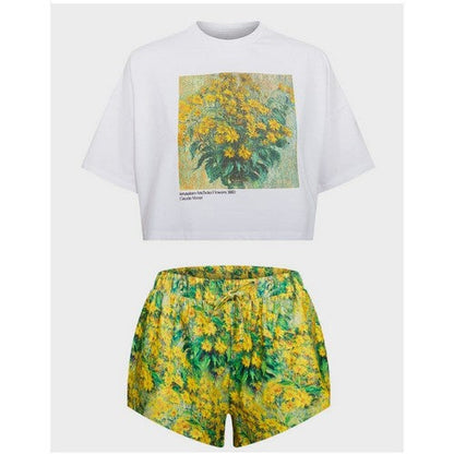 Primark Monet Jerusalem Artichoke Sleep Shorts in Yellow & Green