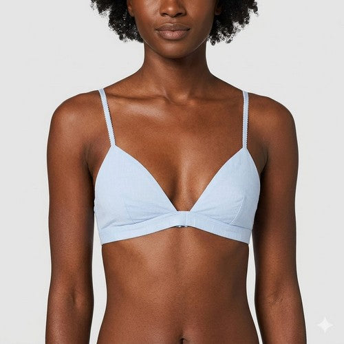 PrettyLittleThing Linen Look Bralet in Dusty Blue