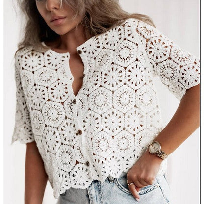 ZS38021 Crochet Cardigan in White 