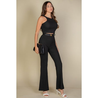 Wide Rib Crop Tank in Black