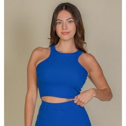 BTP5493 Rib Crop Tank in Royal