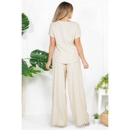 V Neck Linen Top in Beige