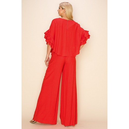 Linen Wide Leg Pants in Tomato