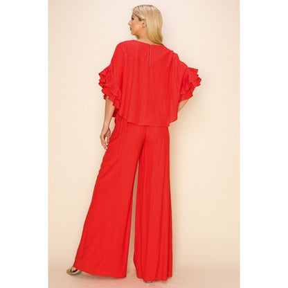 Linen Wide Leg Pants in Tomato