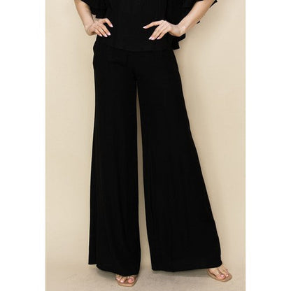 TP10134_261 Linen Wide Leg Pants in Black