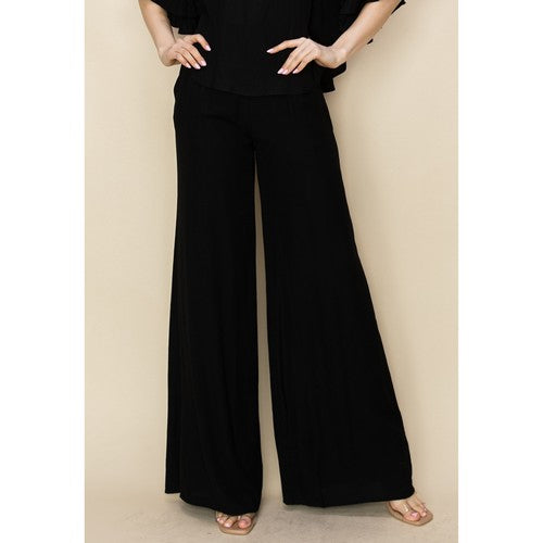 TP10134_261 Linen Wide Leg Pants in Black