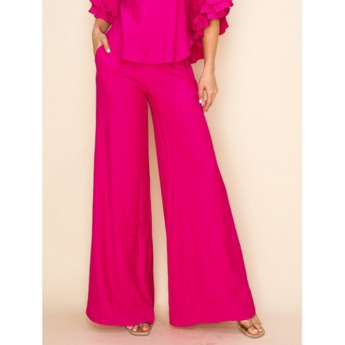 TP10134_261 Linen Wide Leg Pants in Fuchsia